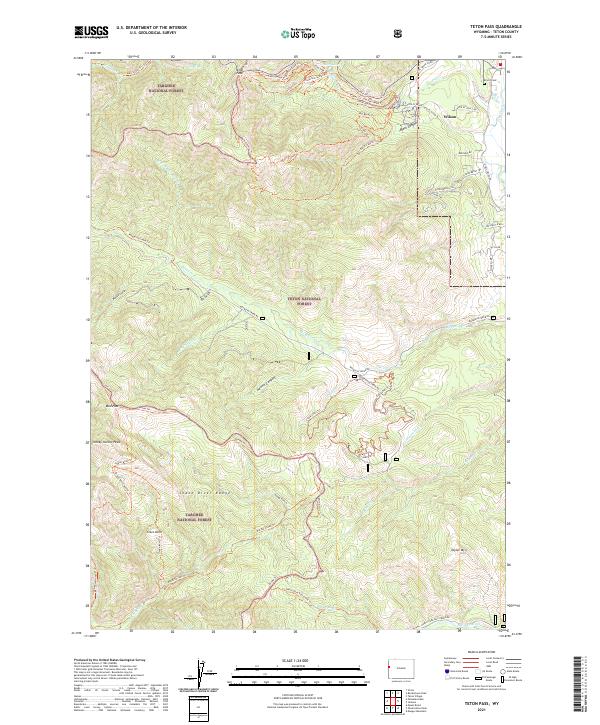 USGS US Topo 7.5-minute map for Teton Pass WY 2021