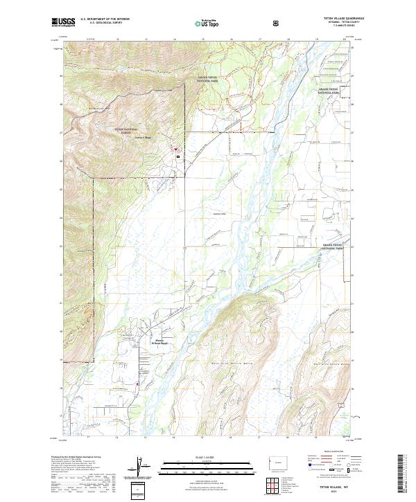 USGS US Topo 7.5-minute map for Teton Village WY 2021