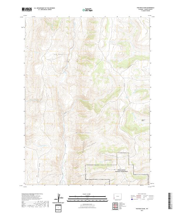 USGS US Topo 7.5-minute map for The Rock Slide WY 2021