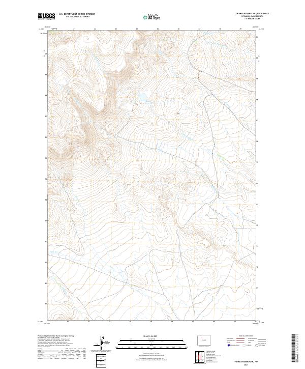 USGS US Topo 7.5-minute map for Thomas Reservoir WY 2021