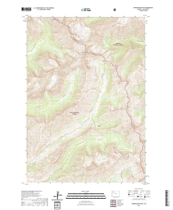 USGS US Topo 7.5-minute map for Thorofare Buttes WY 2021