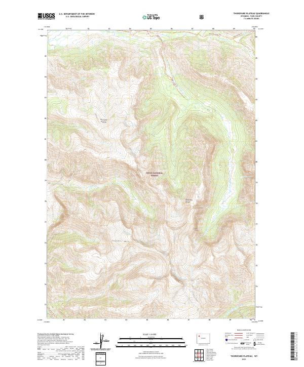 USGS US Topo 7.5-minute map for Thorofare Plateau WY 2021