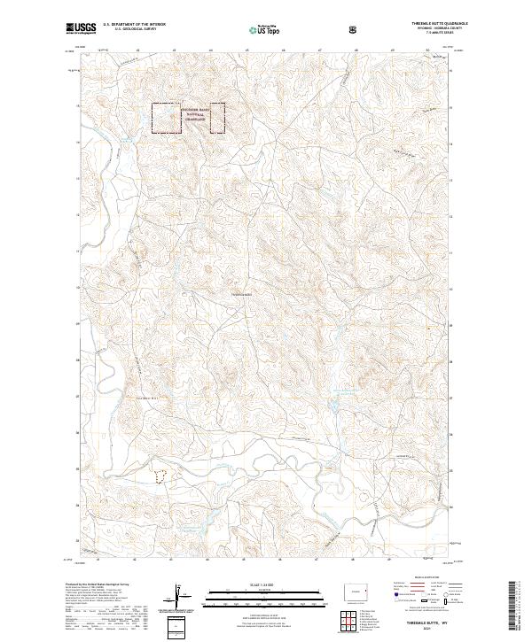USGS US Topo 7.5-minute map for Threemile Butte WY 2021
