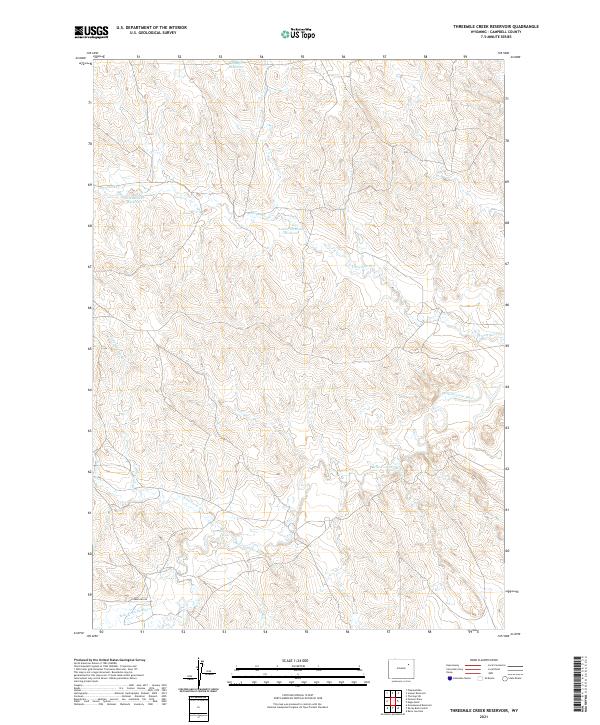 USGS US Topo 7.5-minute map for Threemile Creek Reservoir WY 2021