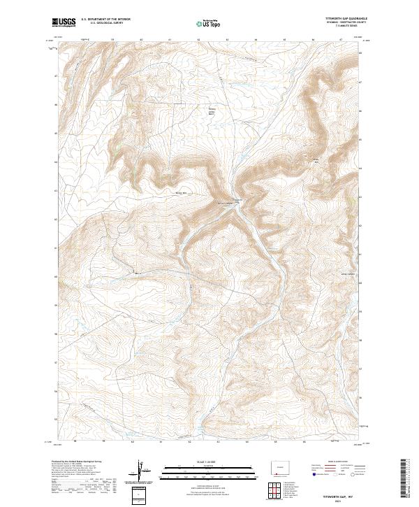 USGS US Topo 7.5-minute map for Titsworth Gap WY 2021