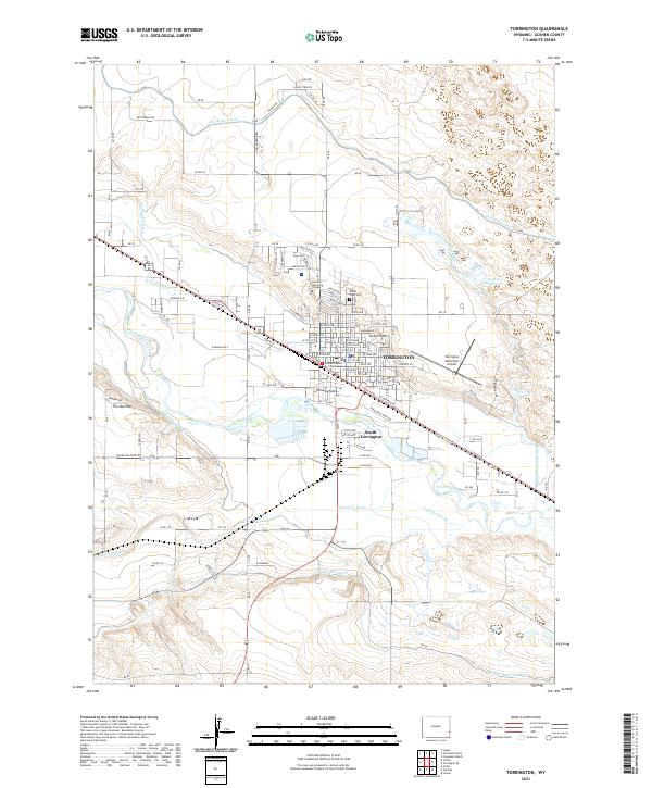 USGS US Topo 7.5-minute map for Torrington WY 2021