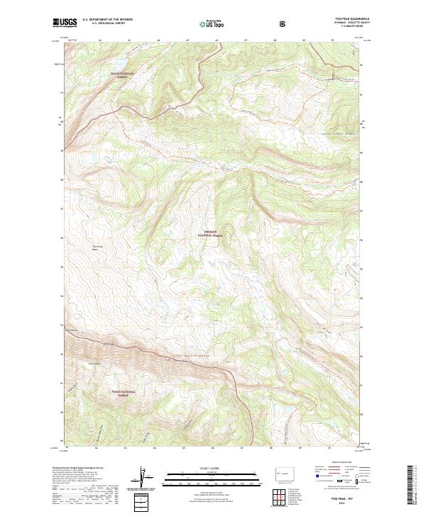 USGS US Topo 7.5-minute map for Tosi Peak WY 2021