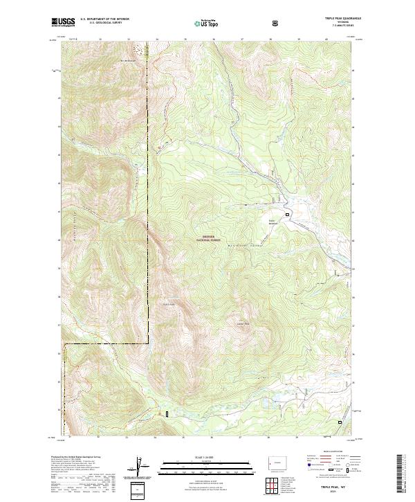 USGS US Topo 7.5-minute map for Triple Peak WY 2021