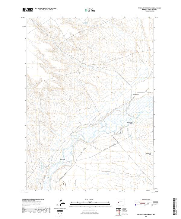 USGS US Topo 7.5-minute map for Two Buttes Reservoir WY 2021