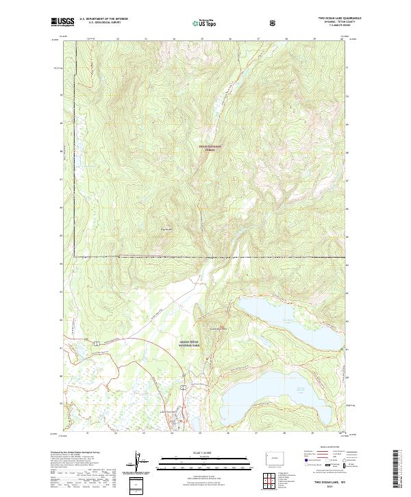 USGS US Topo 7.5-minute map for Two Ocean Lake WY 2021