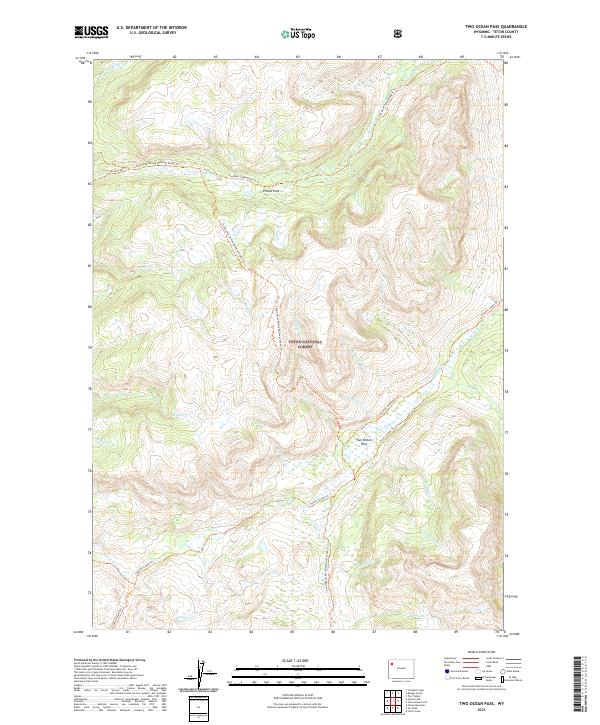 USGS US Topo 7.5-minute map for Two Ocean Pass WY 2021