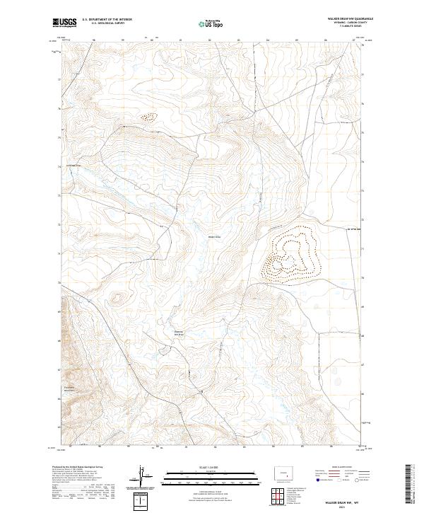 USGS US Topo 7.5-minute map for Walker Draw NW WY 2021