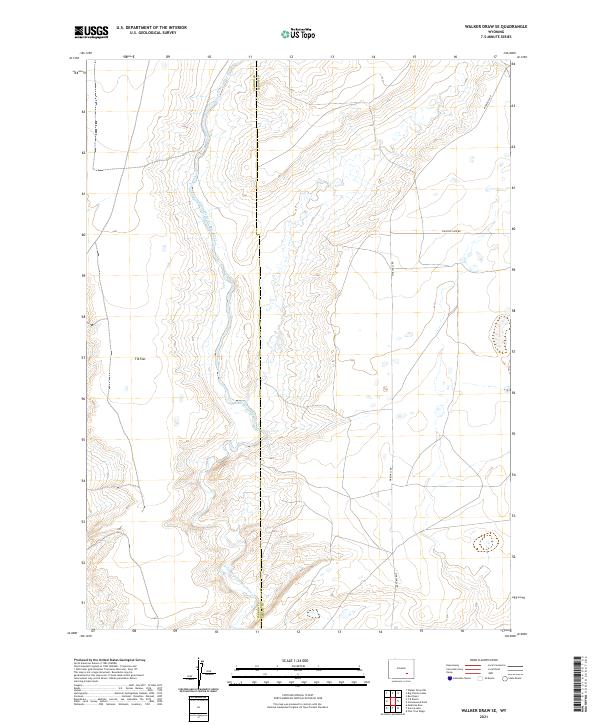 USGS US Topo 7.5-minute map for Walker Draw SE WY 2021