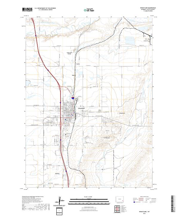 USGS US Topo 7.5-minute map for Wheatland WY 2021