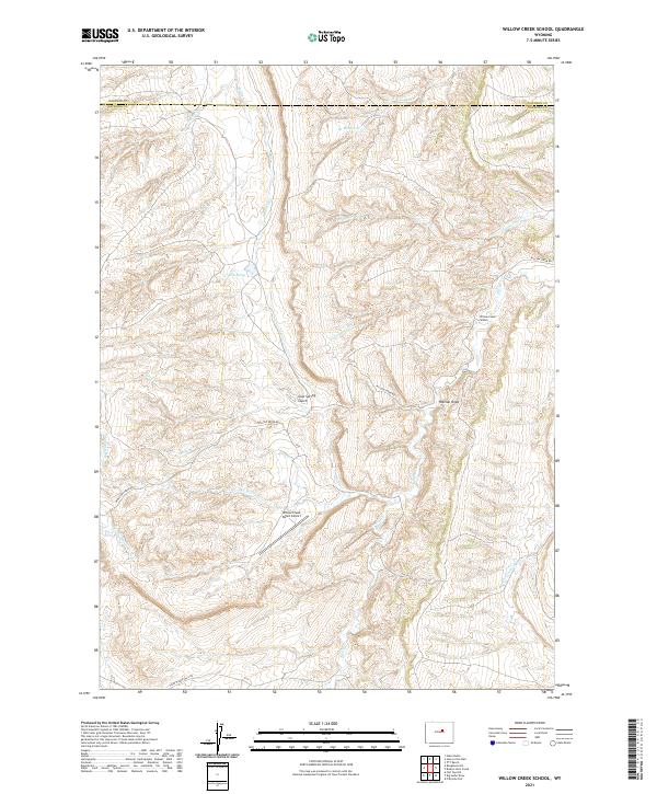 USGS US Topo 7.5-minute map for Willow Creek School WY 2021