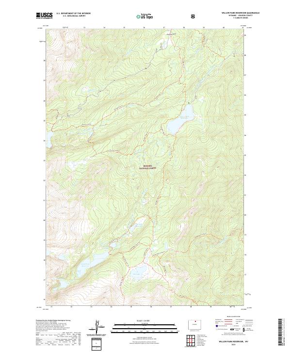USGS US Topo 7.5-minute map for Willow Park Reservoir WY 2021