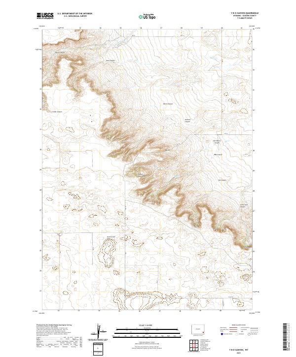 USGS US Topo 7.5-minute map for Y B O Canyon WY 2021
