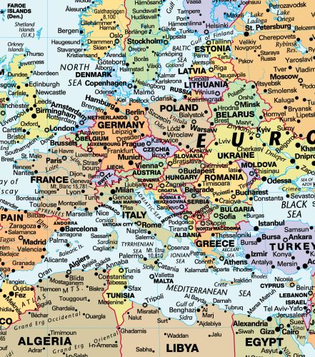 Classic Style World Wall Map by Globe Turner