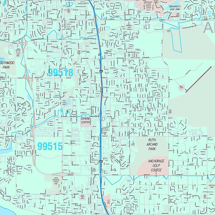 Premium Style Wall Map of Anchorage AK