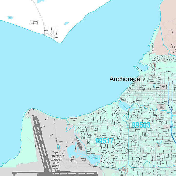Premium Style Wall Map of Anchorage AK