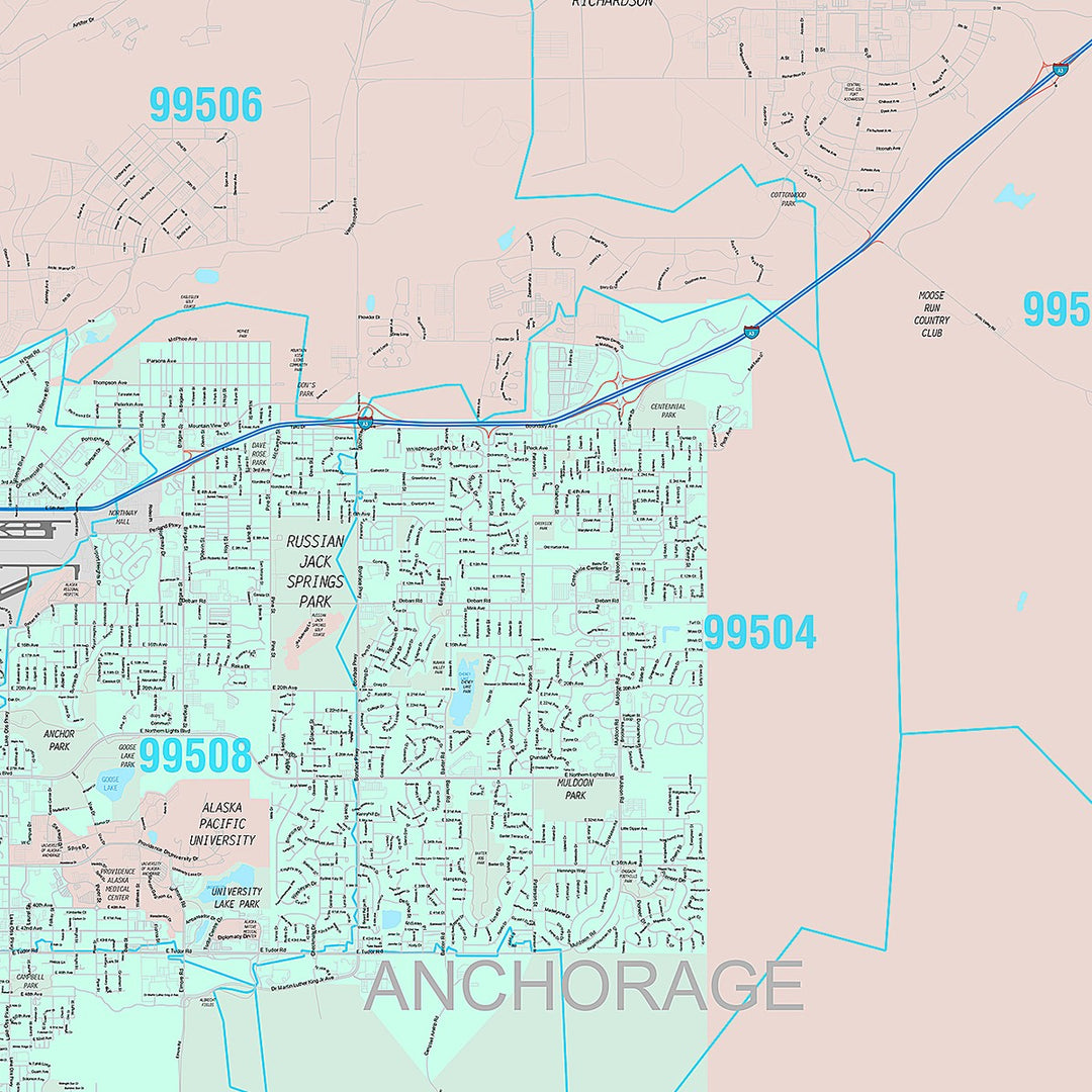 Premium Style Wall Map of Anchorage AK