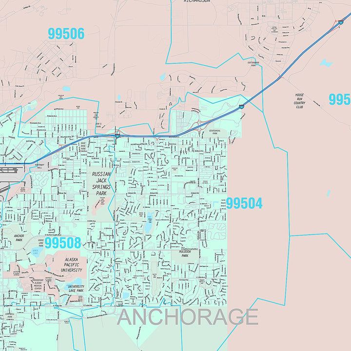 Premium Style Wall Map of Anchorage AK