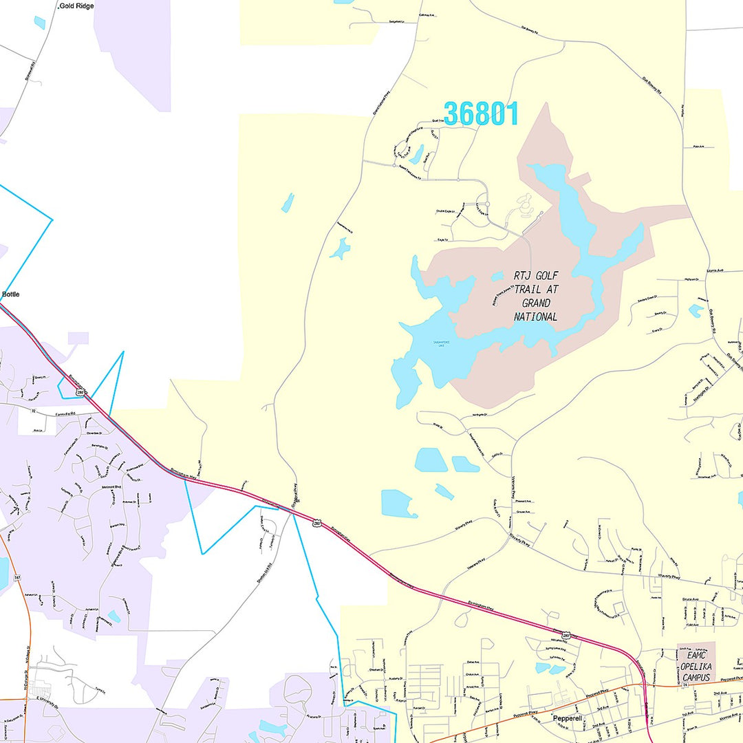 Premium Style Wall Map of Auburn, AL
