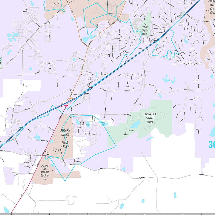Premium Style Wall Map of Auburn, AL
