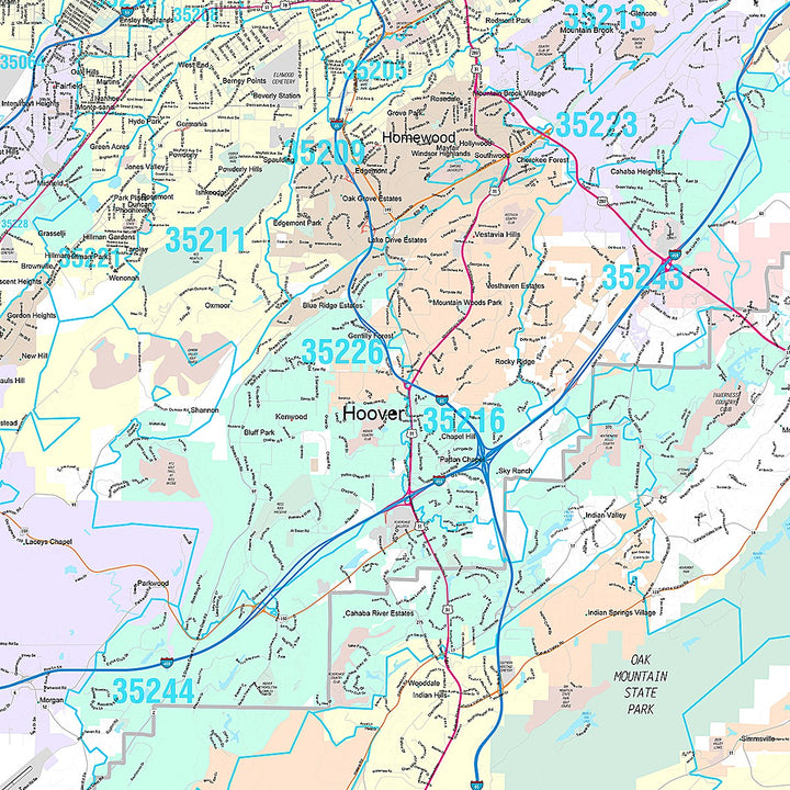 Premium Style Wall Map of Birmingham AL