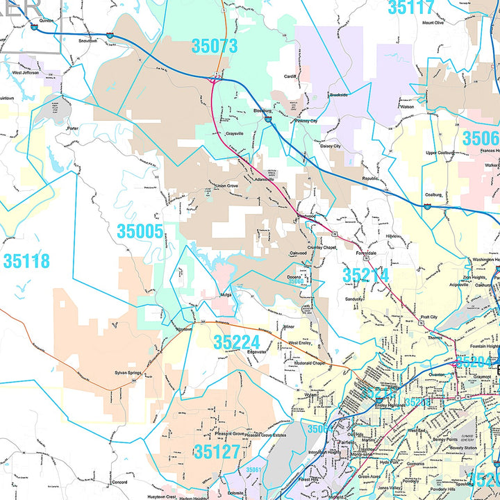 Premium Style Wall Map of Birmingham AL