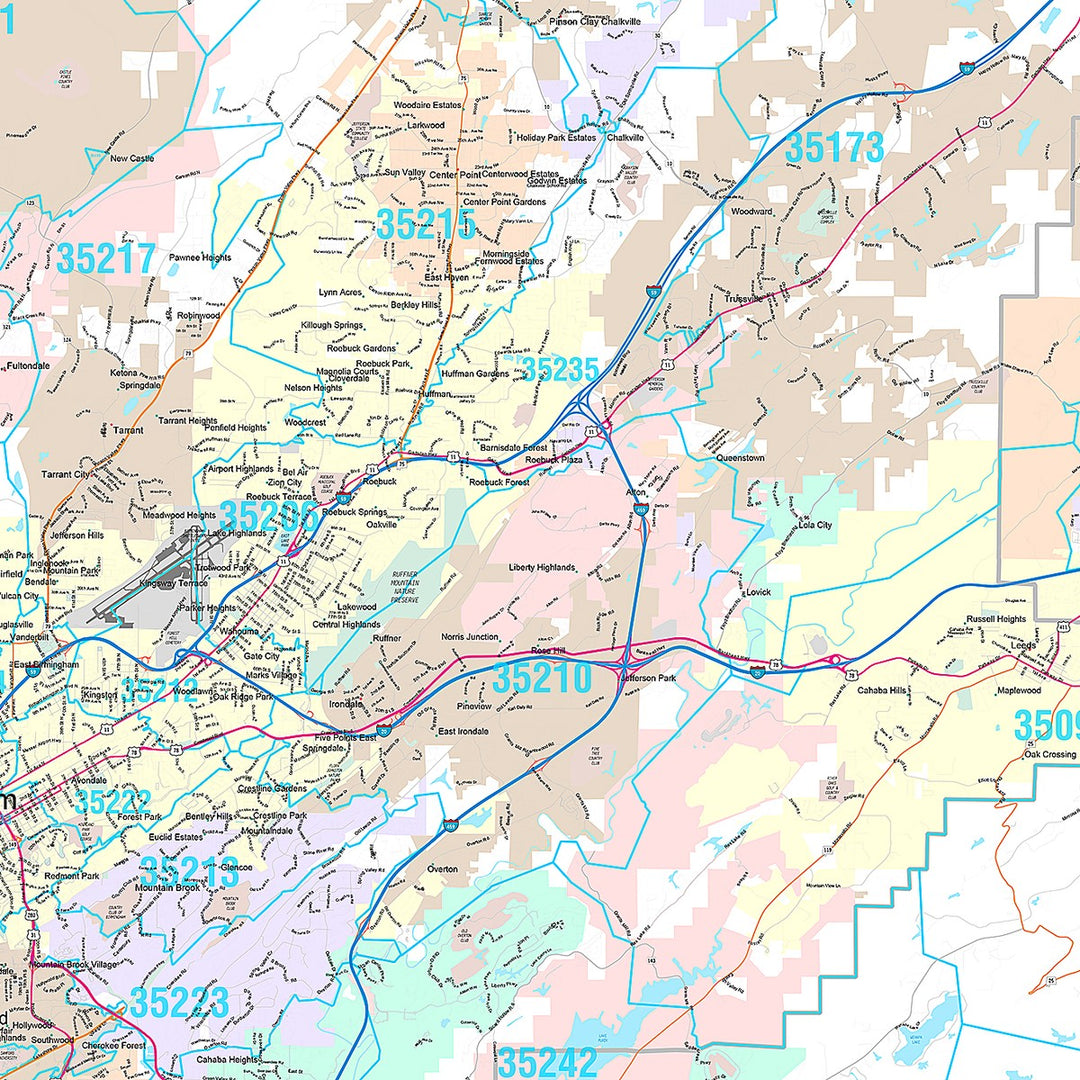 Premium Style Wall Map of Birmingham AL