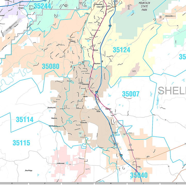 Premium Style Wall Map of Birmingham AL