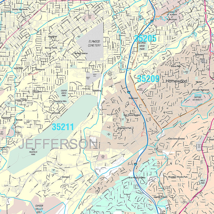 Premium Style Wall Map of Hoover, AL