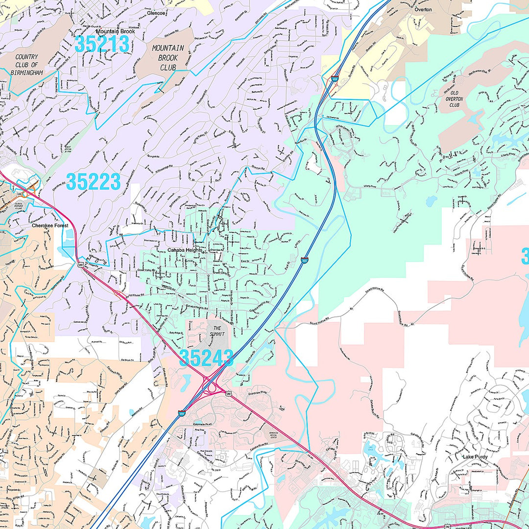 Premium Style Wall Map of Hoover, AL