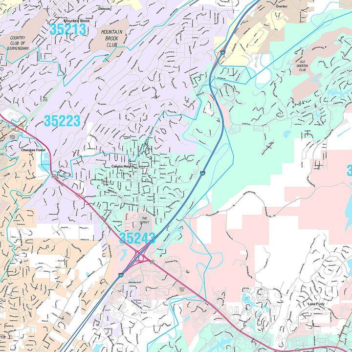 Premium Style Wall Map of Hoover, AL