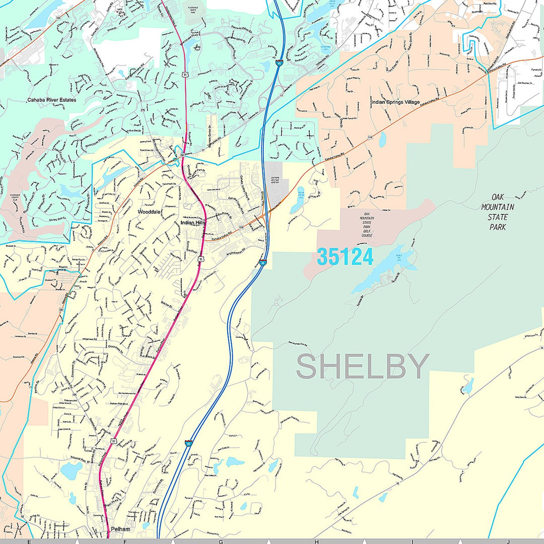 Premium Style Wall Map of Hoover, AL