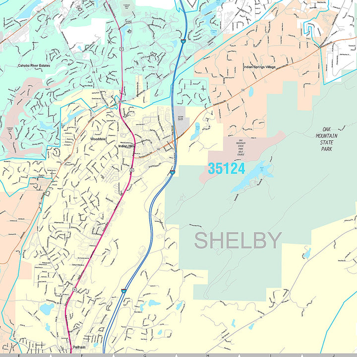Premium Style Wall Map of Hoover, AL