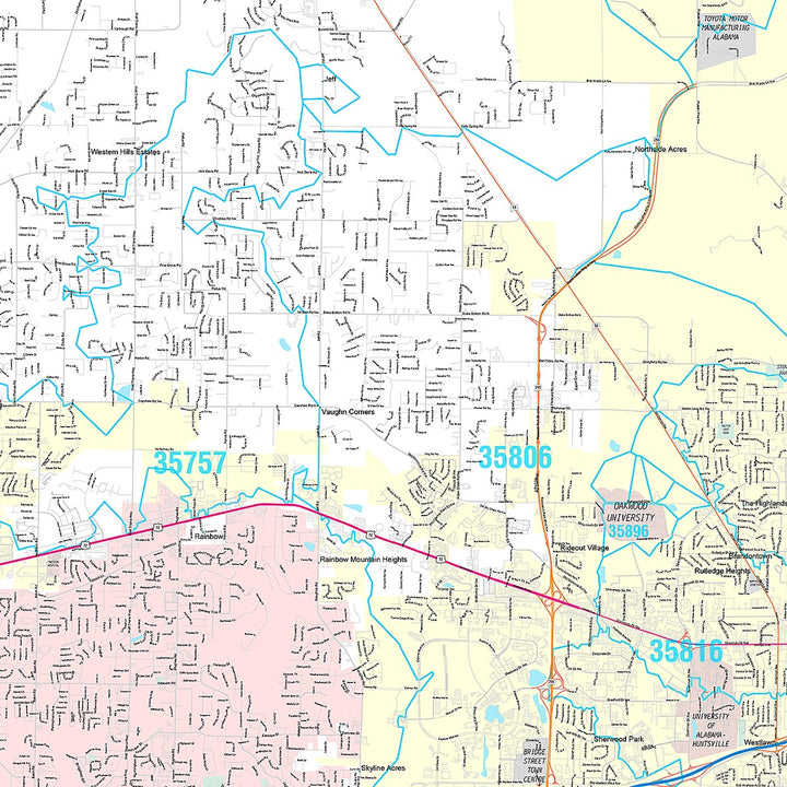 Premium Style Wall Map of Huntsville AL