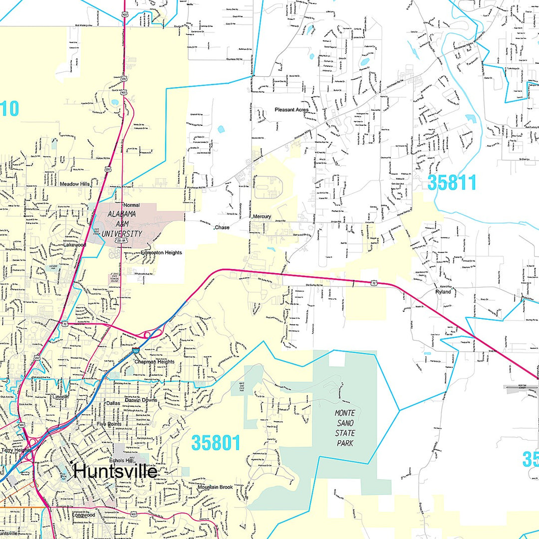 Premium Style Wall Map of Huntsville AL