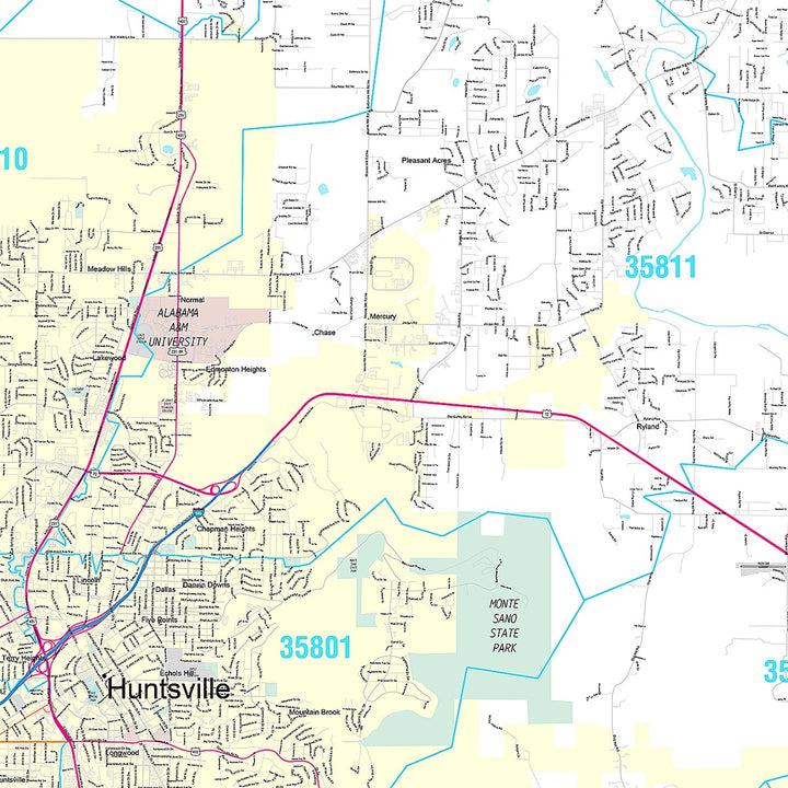 Premium Style Wall Map of Huntsville AL