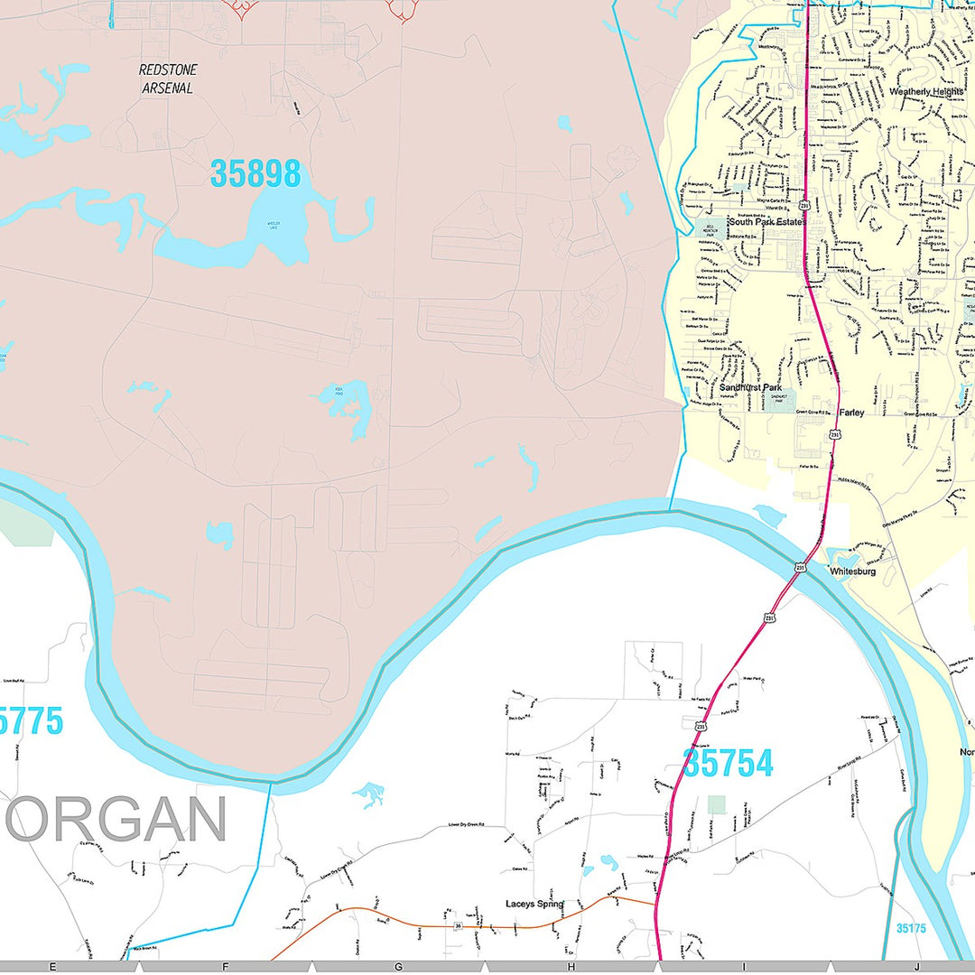 Premium Style Wall Map of Huntsville AL