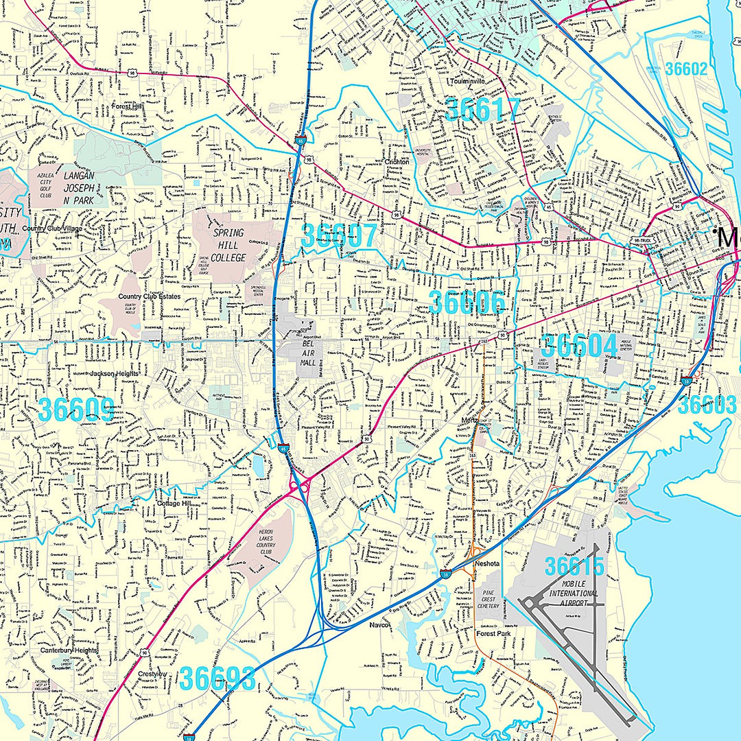 Premium Style Wall Map of Mobile AL