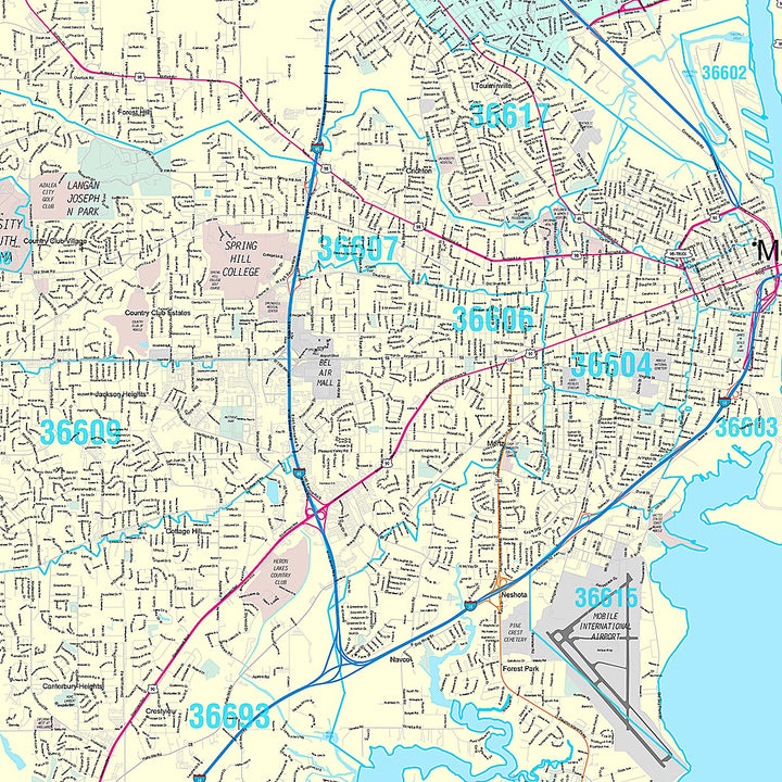 Premium Style Wall Map of Mobile AL