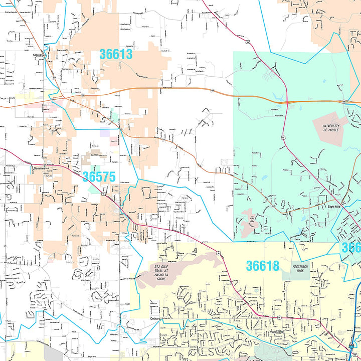 Premium Style Wall Map of Mobile AL