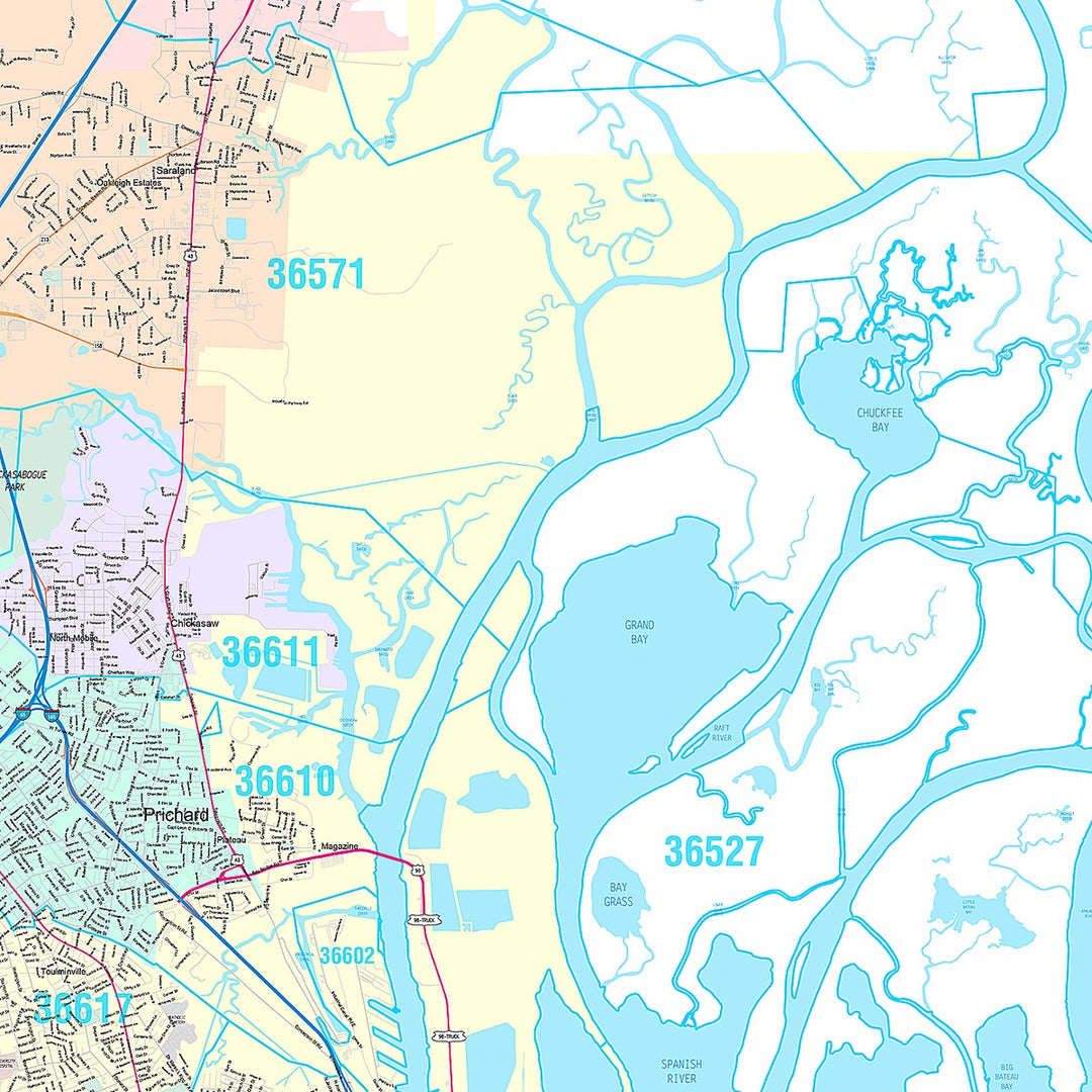 Premium Style Wall Map of Mobile AL