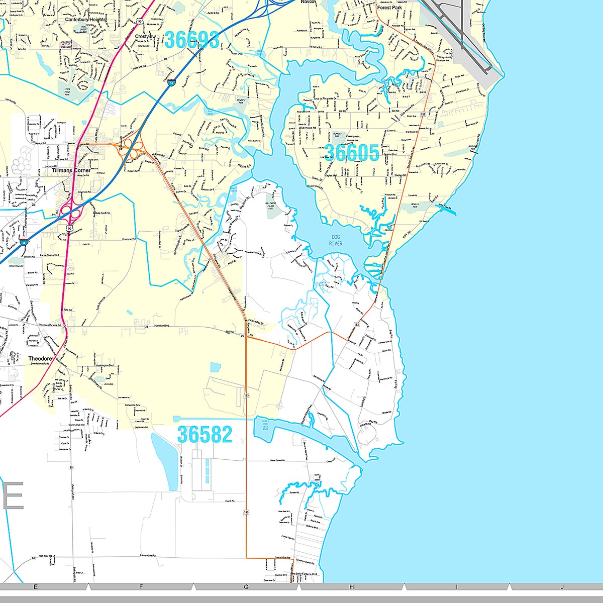 Premium Style Wall Map of Mobile, AL – American Map Store