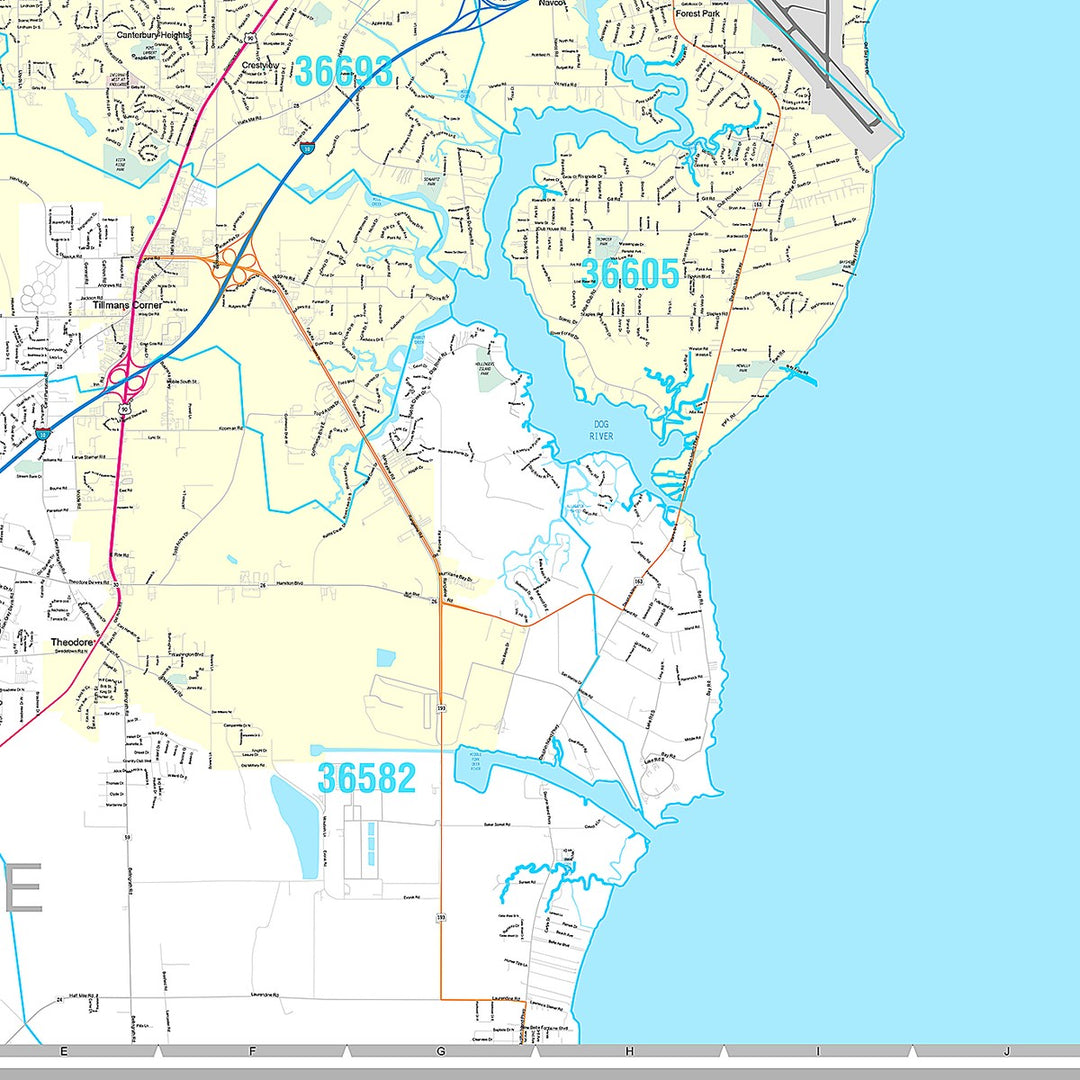 Premium Style Wall Map of Mobile AL