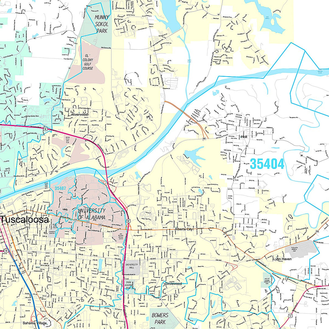 Premium Style Wall Map of Tuscaloosa, AL