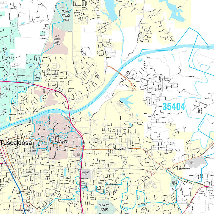 Premium Style Wall Map of Tuscaloosa, AL