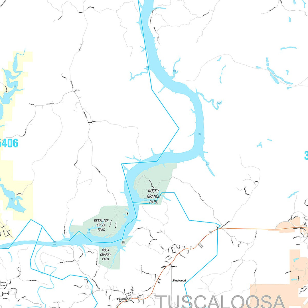 Premium Style Wall Map of Tuscaloosa, AL